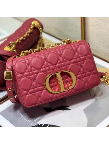 Dior Small Caro Chain Bag in Soft Cannage Calfskin Dark Pink 2021