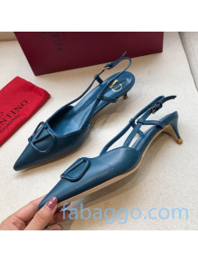 Valentino VLogo Calfskin Slingback 40mm Peacock Blue 2020