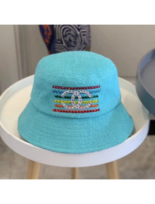 Chanel Towelling Embroidered Bucket Hat Light Blue 2020