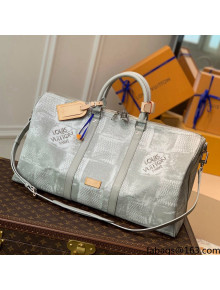 Louis Vuitton Keepall Bandoulière 50 Bag in Damier Salt Canvas N50069 Grey 2021