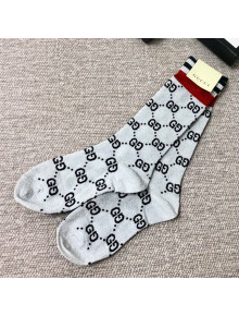 Gucci GG Medium Socks Silver/Black 2019