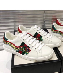 Gucci Ace Sneakers with Dragon Patch White 2019 (For Women and Men)