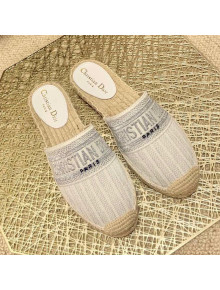 Dior Granville Espadrille Mules in Metallic Thread Embroidered Cotton White 2021