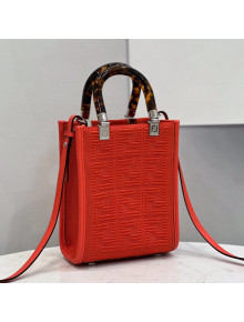 Fendi Mini Sunshine Medium Shopper Tote Bag in Red Texture FF Fabric 2021 8527