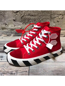 Off-White Cotton Canvas Striped High-Heel Sneakers Red 2019 (For Women and Men)