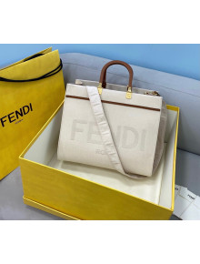 Fendi Sunshine Canvas Medium Shopper Bag White 2021 8266