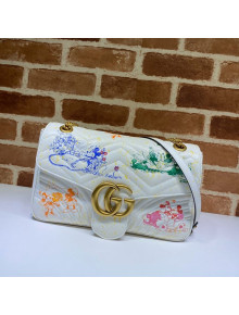 Gucci Disney x Gucci Mickey Mouse GG Marmont Medium Shoulder Bag 443496 White 2020