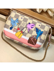 Louis Vuitton Birds Print Damier Azur Canvas Mini Pochette Bag 