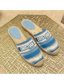 Dior Granville Espadrille Mules in Ocean Blue D-Stripes Embroidered Cotton 2021