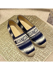 Dior Granville Espadrilles in Dark Blue D-Stripes Embroidered Cotton 2021