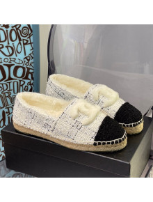 Chanel Tweed Wool Espadrilles White/Black 2021 112227