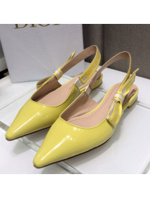 Dior J'Adior Slingback Ballerinas Flats in Yellow Patent Calfskin 2021