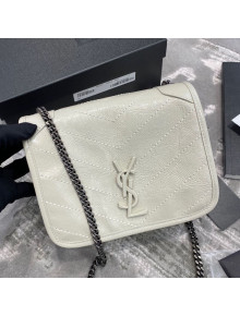 Saint Laurent Niki Chain Wallet WOC in Waxed Crinkled Vintage Leather 583103 White 2021 TOP