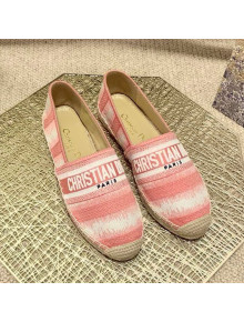 Dior Granville Espadrilles in Pink D-Stripes Embroidered Cotton 2021