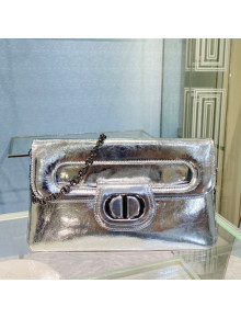 Dior Medium DiorDouble Chain Bag in Silver Crinkled Patent Lambskin 2021