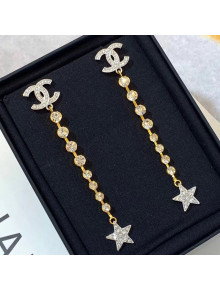 Chanel Crystal Star Long Earrings Silver/Gold 2020