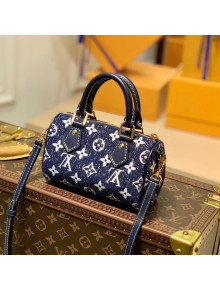 Louis Vuitton Nano Speedy Mini Bag in Monogram Jacquard Denim M81168 Blue 2022