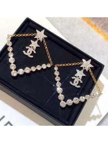 Chanel Crystal Star Square Earrings Silver/Gold 2020