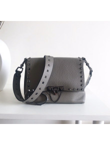 Valentino Rockstud Flap Strap Shoulder Bag Grey 2019