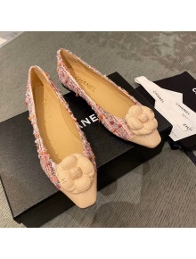 Chanel Tweed Camellia Bloom Ballerinas Pink/Beige 2021 112236