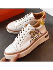 Hermes Calfskin Flying Horse Platform Sneakers Yellow 2019