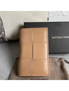 Bottega Veneta Intreccio Leather Bi-Fold Card Case Wallet 30301 Almond Beige 2021