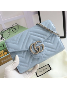 Gucci GG Marmont Matelassé Leather Mini Bag 474575 Blue/Silver 2020