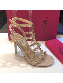 Valentino Rockstud Calfskin Ankle Strap Sandals 9.5cm Nude 2021 18