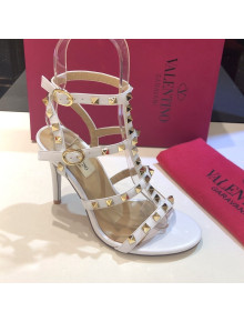 Valentino Rockstud Calfskin Ankle Strap Sandals 9.5cm White 2021 19