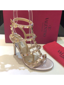 Valentino Rockstud Calfskin Ankle Strap Sandals 9.5cm Gold 2021 20