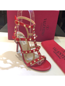 Valentino Rockstud Calfskin Ankle Strap Sandals 9.5cm Red 2021 21