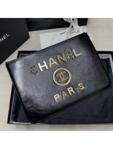 Chanel Wax Calfskin Pouch A81980 Black 2020