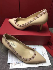 Valentino Rockstud Matte Lambskin Pumps 6.5cm Nude 2021