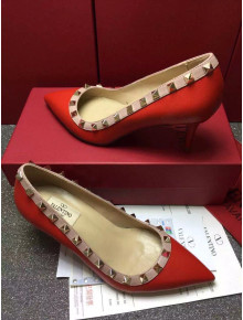 Valentino Rockstud Matte Lambskin Pumps 6.5cm Red 2021