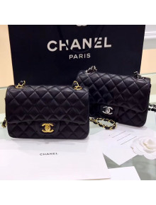 Chanel Quilted Leather Classic Mini Flap Bag Black 2019 (Top Quality)