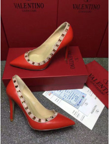 Valentino Rockstud Matte Lambskin Pumps 9.5cm Red 2021 32