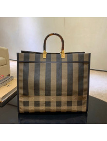 Fendi Striped Fabric Medium Sunshine Shopper Tote Coffee Brown 2020