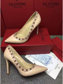 Valentino Rockstud Matte Lambskin Pumps 9.5cm Nude 2021 35