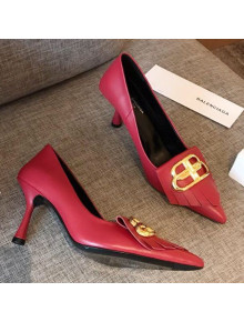 Balenciaga Fringe Knife Calfskin High-Heel Pumps Red 2019