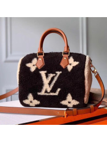 Louis Vuitton LV Teddy Speedy 25 Monogram Wool Top Handle Bag M55422 Brown/White 2019