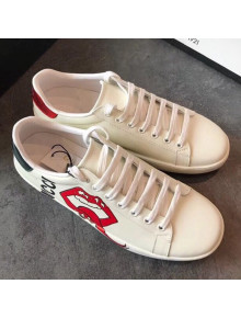 Gucci Ace Sneaker with Mouth Print White 2019(For Women and Men)