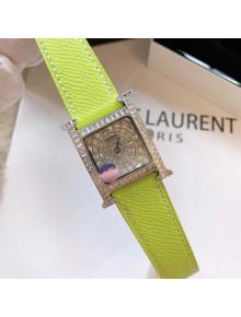 Hermes H-Our Crystal Watch 26cm Neon Green 2021 03