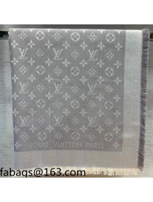 Louis Vuitton Monogram Silk and Wool Sqaure Scarf 140x140cm Paerly Grey 2021 21100705