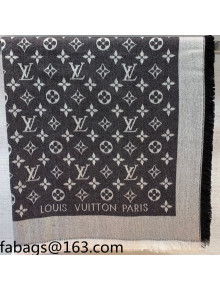 Louis Vuitton Monogram Silk and Wool Sqaure Scarf 140x140cm Black 2021 21100707