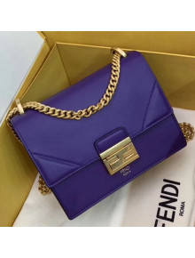 Fendi Kan U Small Matte Calfskin Embossed Corners Flap Bag Purple 2019  