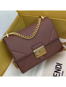 Fendi Kan U Small Matte Calfskin Embossed Corners Flap Bag Brown 2019  