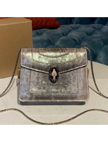 Bvlgari Serpenti Forever Metallic Snakeskin-Like Mini Crossbody Bag Silver 2021