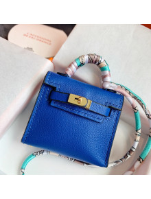 Hermes Kelly Twilly Bag Charm in Royal Blue Calfskin 2021