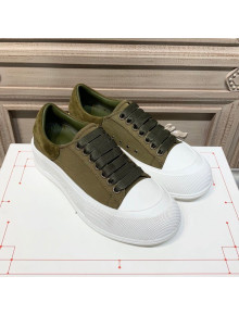 Alexander Mcqueen Deck Cotton Canvas Lace Up Sneakers Khaki Green 2020 (For Women and Men)