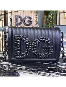 Dolce&Gabbana Smoky Crystal DG Girls Shoulder Bag in Nappa Leather Black 2018